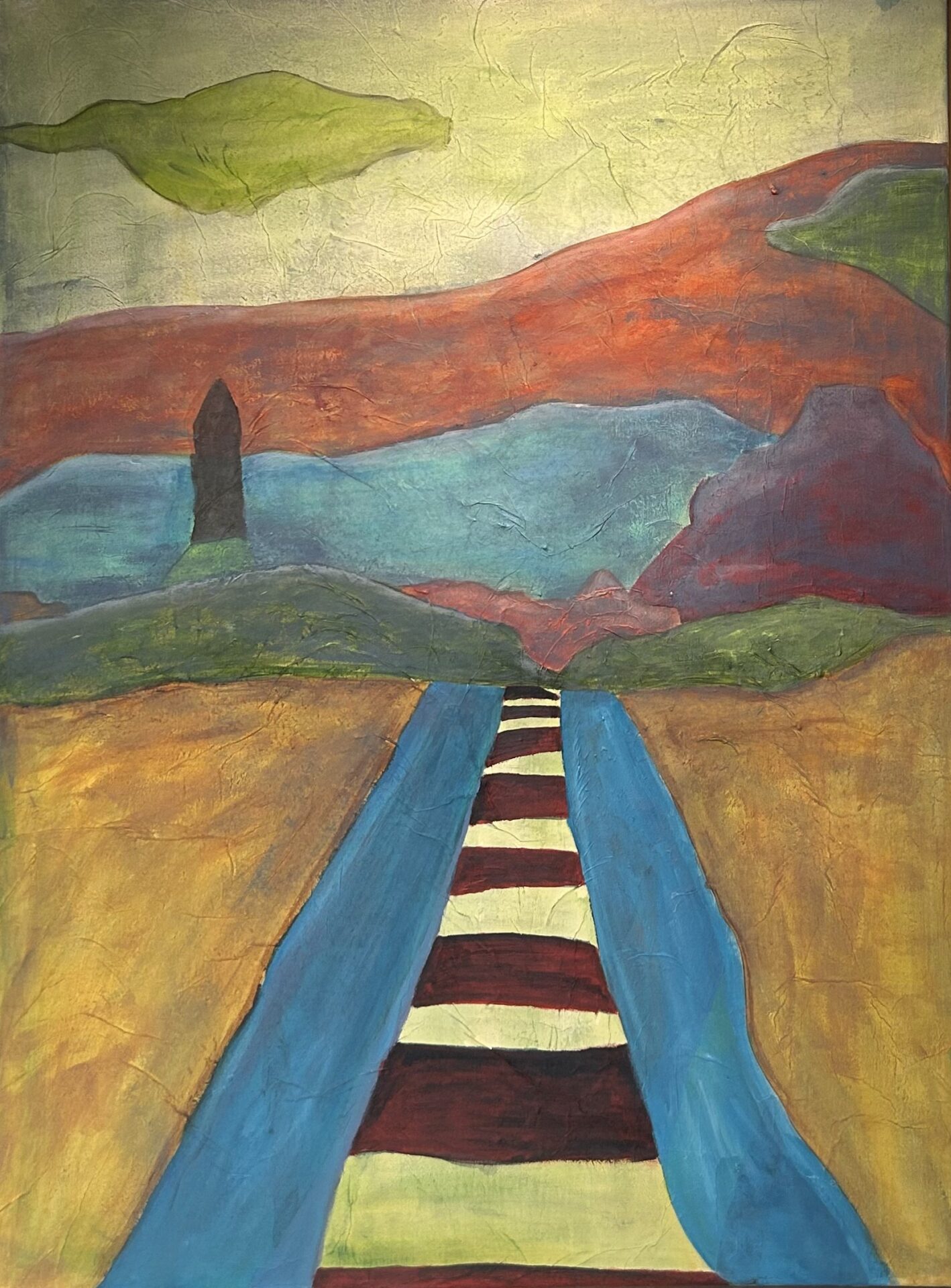 Rian Gerritsen - 'Patagonie 2' - acryl op canvas:rijstpapier - 60 x 80 cm