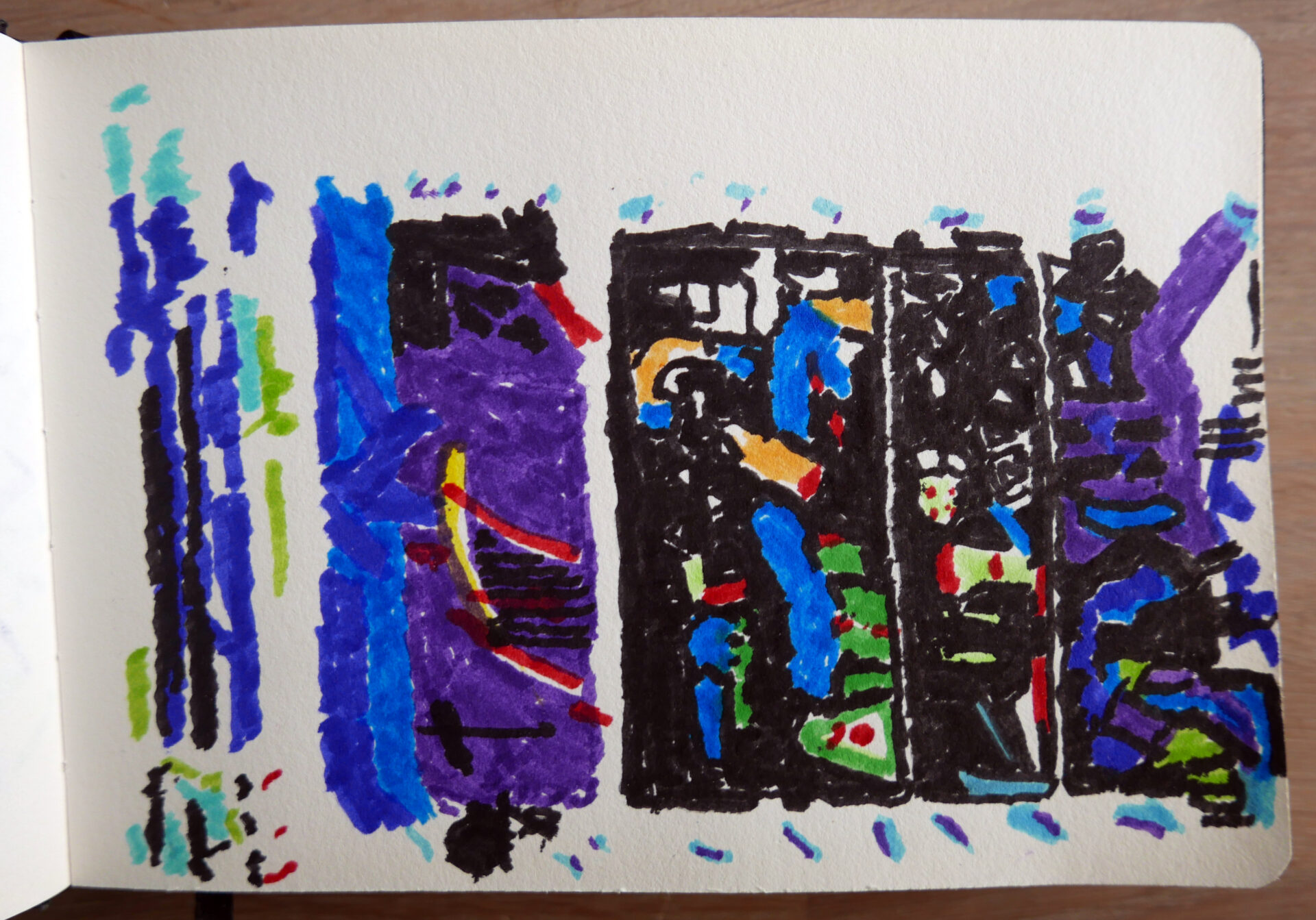 Josee de With - 'Geinspireerd naar Joan Mitchel' - tekening met Brush Penn's - 14 x 20 cm