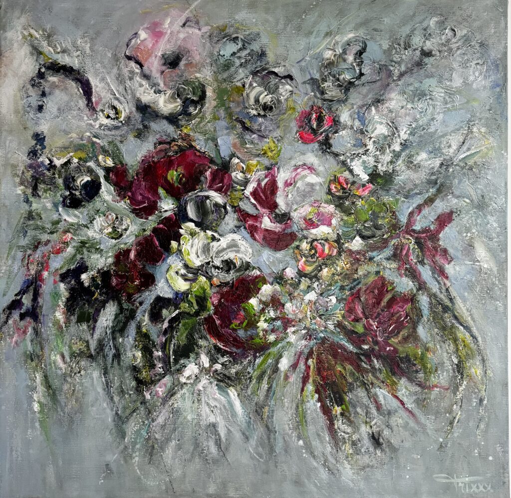 Trix van Hoof - Zonder titel - acryl over acryl - 120 x 120 cm