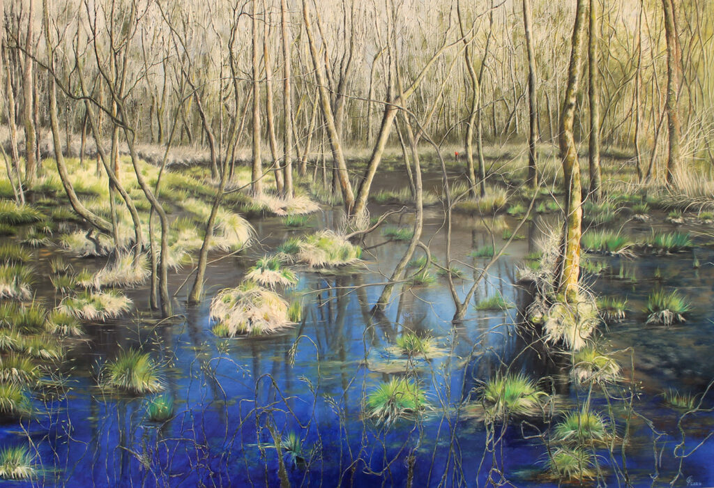Carla-van-Gisberegen-Moeras-Oisterwijkse-bossen-mixed-media-100-x-140