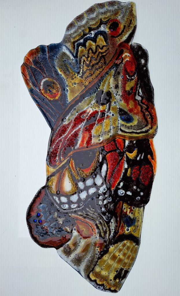 Anja van Aalen - 'Dansende vleugels' - glaskunst - 35 x 80 cm