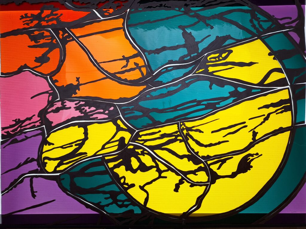 Anja van Aalen - 'Micromos' - Glas in look:brandschildering - 60 x 80 cm