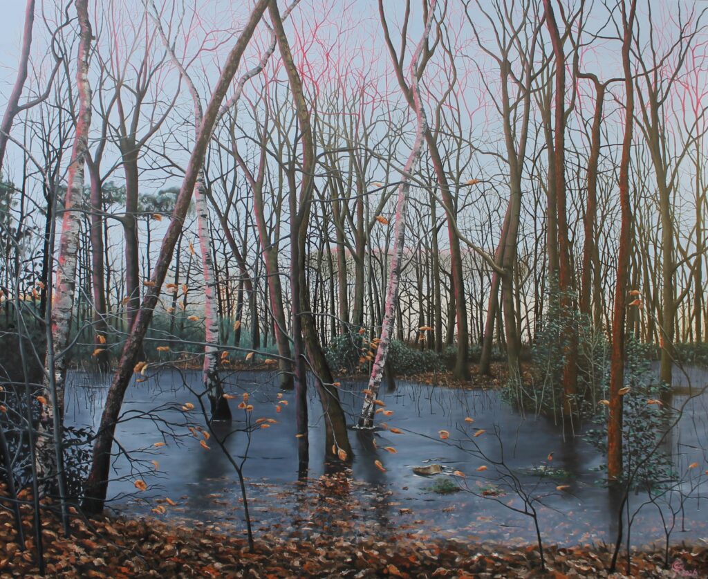 Carla van Gisbergen - 'Ochtendlicht' - mixed media op gepoedercoat metaal - 100 x 140 cm