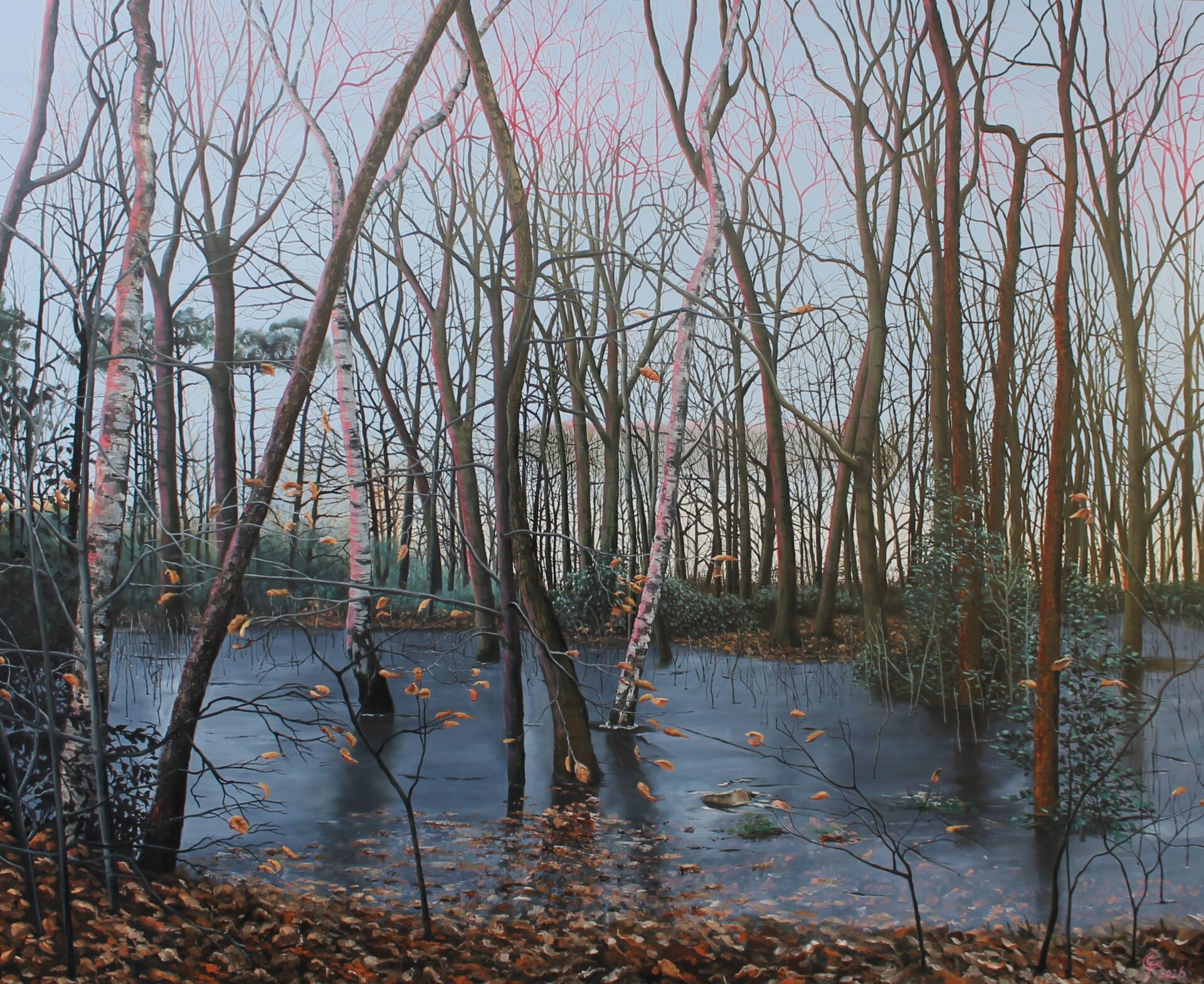 Carla van Gisbergen - 'Ochtendlicht' - mixed media op gepoedercoat metaal - 100 x 140 cm
