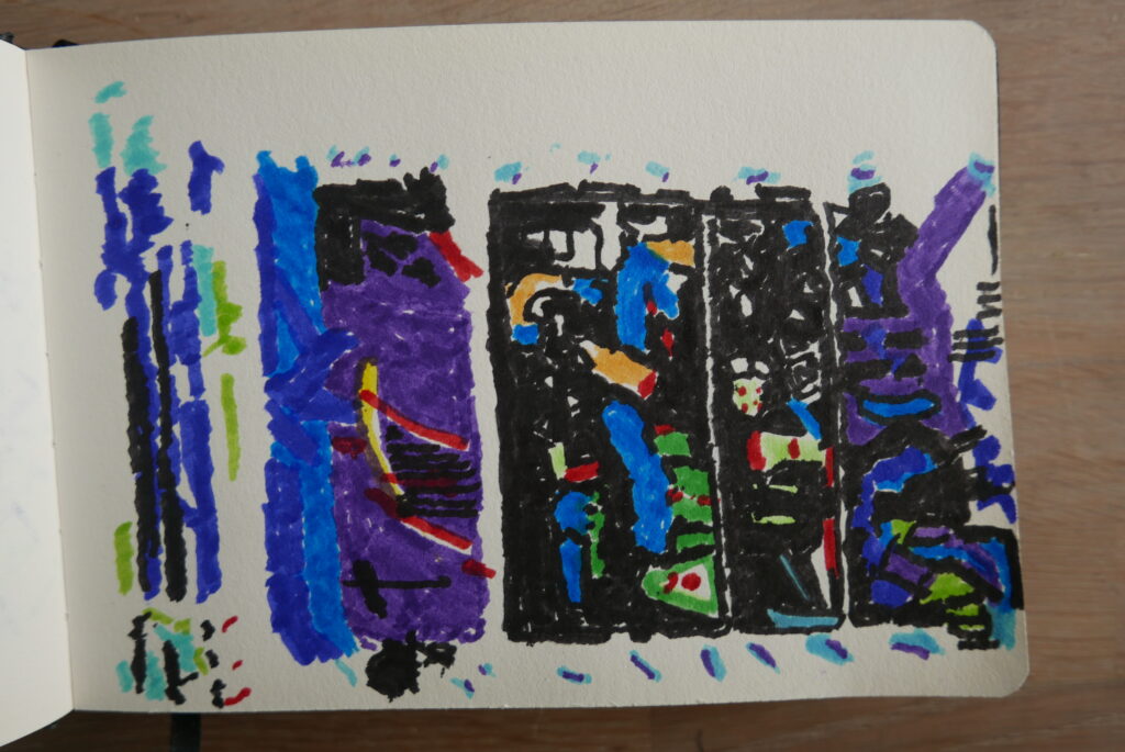 Josee de With - 'Geinspireerd naar Joan Mitchel' - tekening met Brush Penn's - 14 x 20 cm