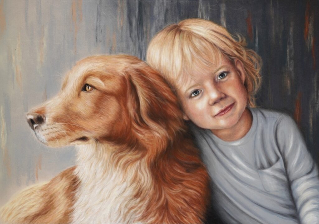 Josette Spapens - 'Onvoorwaardelijke liefde' - pastel op papier - 30 x 40 cm
