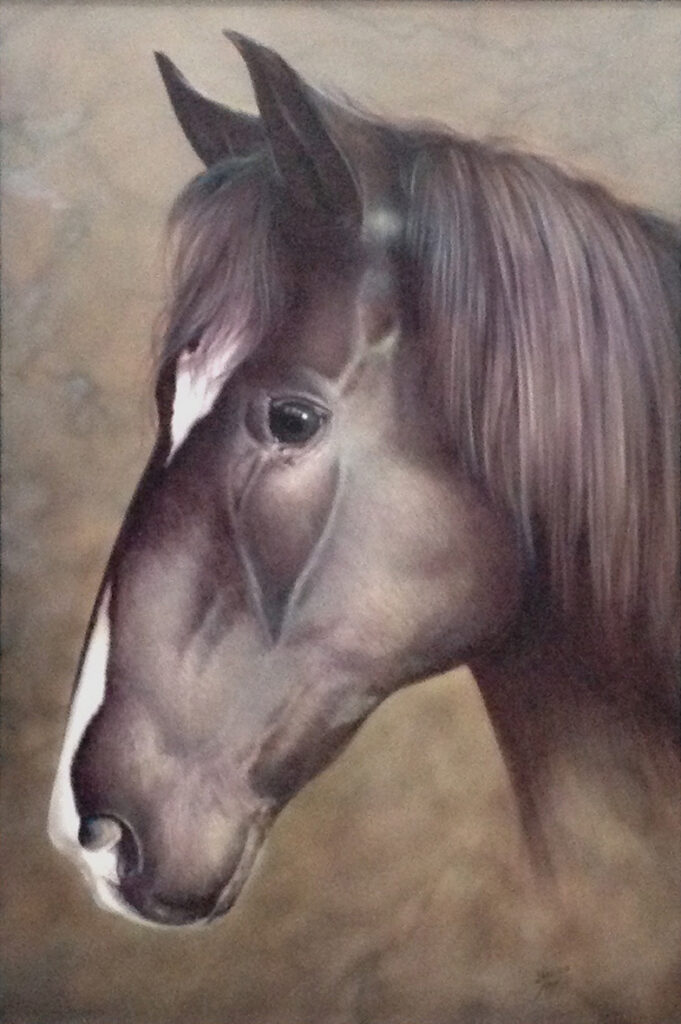 Ton Derks - 'Engelse volbloed - airbrush - 100 x 75 cm