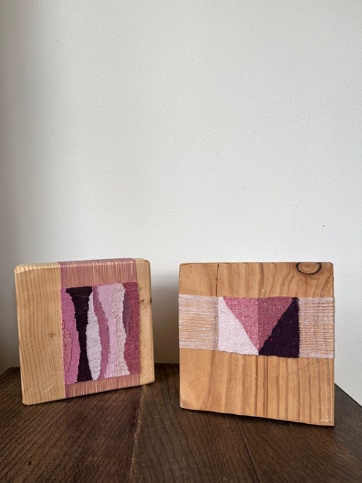 Trix Bertens - Weefblokjes - weeftechniek op hout - 13 x 13 cm